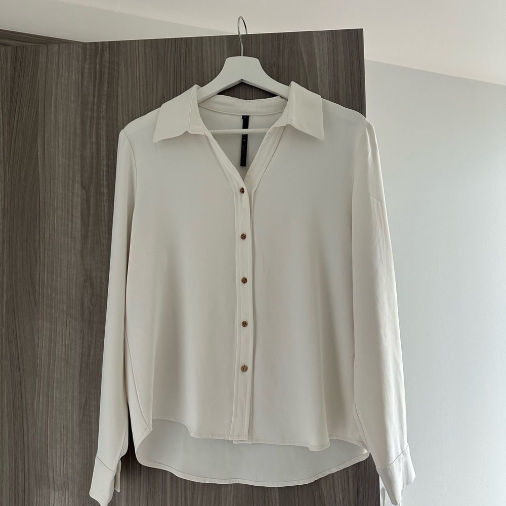 Classic Ivory Button-Down Womens Shirt